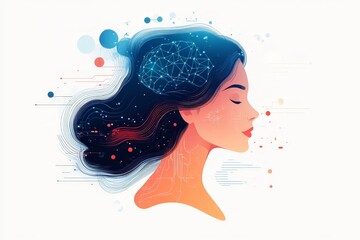 Futuristic Deep Learning: Minimalist AI Applications Illustration