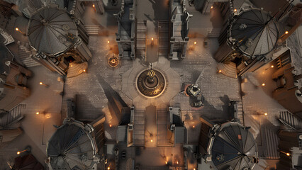 Castle Battle Map for Tabletop RPGs, Dungeons & Dragons, Adventure Game, Top-Down Perspective

