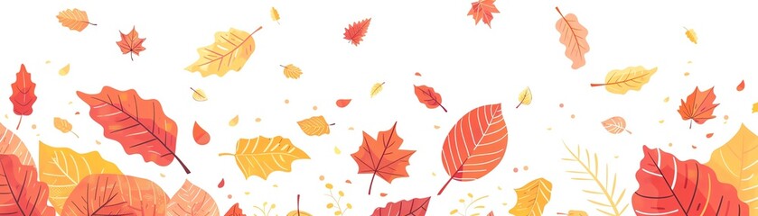 Obraz premium Falling foliage, various leaves falling, flat design illustration