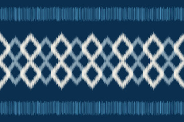 Traditional Ethnic ikat motif fabric pattern geometric style.African Ikat embroidery Ethnic oriental pattern blue background wallpaper. Abstract,vector,illustration.Texture,frame,decoration.