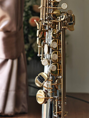 Obraz premium Soprano saxophone, Popular professional Jazz music instrument