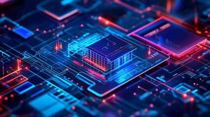 A computer chip is shown in a colorful, abstract style