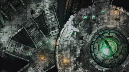 Obraz premium Fantasy Castle Battle Map for D&D, Tabletop RPGs, Adventure Game, Top-Down View