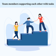 Team members supporting each other with tasks illustration