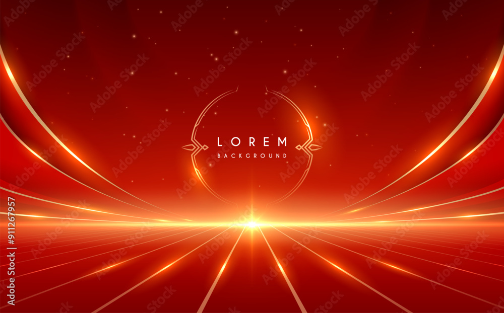 Wall mural red and gold background with light effect
