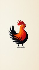 Vibrant Rooster Illustration with Fiery Colors