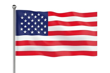 Fototapeta premium American USA flag waving on white background