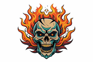 skull with flames and skull