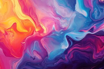 Obraz premium Psychedelic Fusion: Vibrant Melting Abstract Shapes in a Colorful Flow