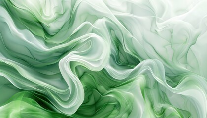 Obraz premium Flowing Green and White Abstract Fabric Patterns Created With Digital Art Techniques