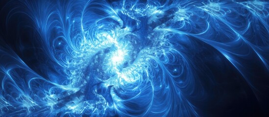 Abstract 3D Blue Fractal Light Background