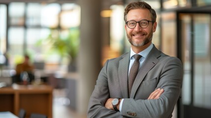 Fototapeta premium The Confident Businessman in Office
