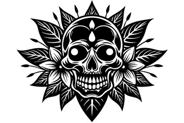 skull with flowers