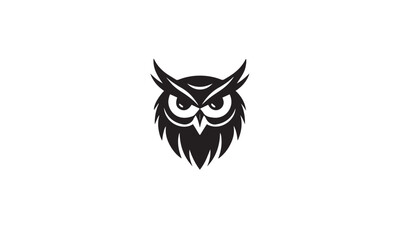 Simple and Modern owl black Logo for company white background