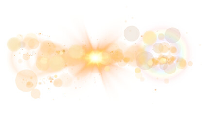 Yellow bright star and shimmering glare, transparent sunlight special lens flare light effect. Solar flare. Sun flash. Png.