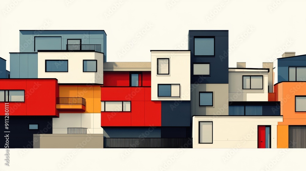 Wall mural Modern Abstract Architecture with Colorful Facades