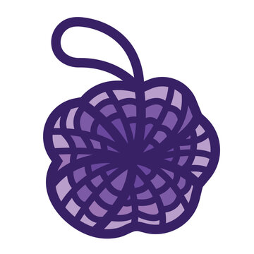 recommend clip art: Purple bath scrub colorful icon illustration isolated on square white background. Simple flat outlined cartoon art styled drawing.