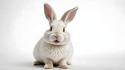 Obraz premium Adorable White Rabbit on white background