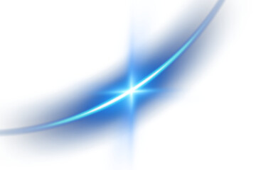 The edge of a solar eclipse. Blue bright star and shimmering glare, transparent sunlight special lens flare light effect. Solar flare. Sun flash. Png.