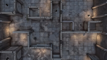 Castle Battle Map for RPGs, Dungeons & Dragons, Tabletop Role-Playing Games, Adventure Game Background, Top-Down View