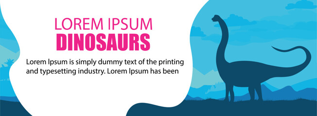 Prehistoric landscape before our era. Brachiosaurus dinosaur in the habitat. prehistoric creature. Vector graphics