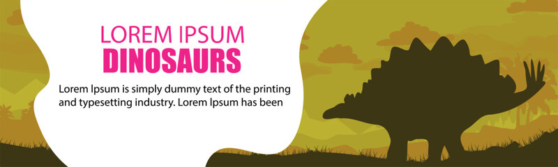 Prehistoric landscape before our era. Stegosaurus dinosaur in the habitat. prehistoric creature. Vector graphics