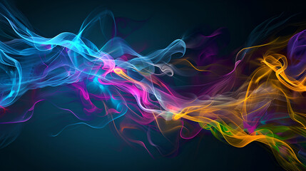 Fototapeta premium Abstract, waves and color of light or sound, black background ,abstract colorful background with lines and waves