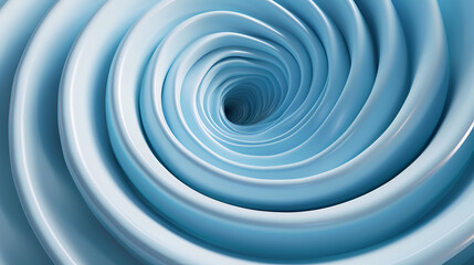 Light blue spiral pattern made of multiple wires on a light blue background ,Abstract blue background with a white spiral circle in the center