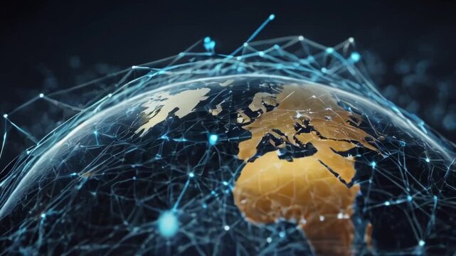 The progress of the world of internet technology in the future. Seamless 4K looping timelapse video animation generated AI