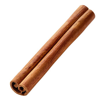 A cinnamon stick is shown in a transparent background