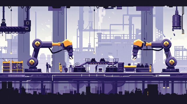 a pixel art scene with two robots and a machine