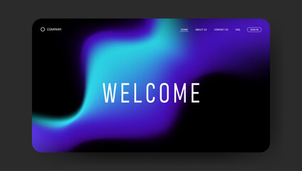 Abstract wave futuristic design of landing page. retro gradient mesh website design