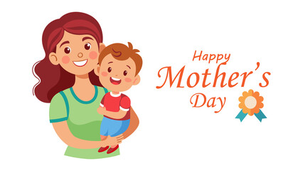 A mother holding her baby with the words happy mothers day on it