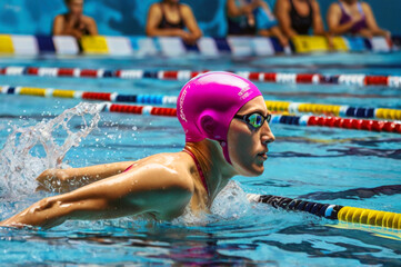 Aquatic Swimming Competition with Detailed Swimmers