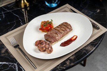 grilled steak with vegetables
