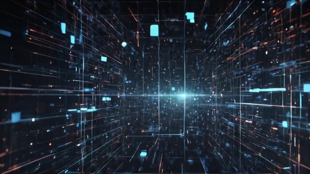 Background display of modern future technology. Seamless 4K looping timelapse video animation generated AI