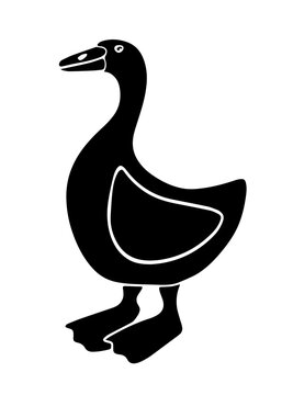 recommend clip art: Vector isolated illustration of domestic fowl goose. Black and white silhouette of a goose.