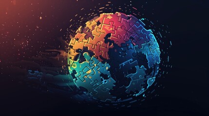 Naklejka premium Geopolitical tensions and conflict zones concept. Puzzle Globe Representing Geopolitical Tensions