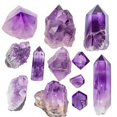 A collection of amethyst crystals 