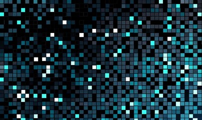 Fototapeta premium Abstract Digital Background with Blue and White Squares on a Black Canvas