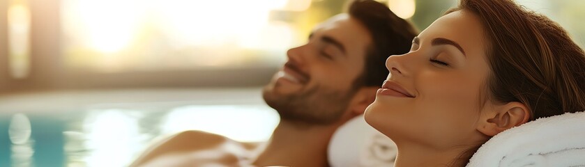Couple relaxing at a spa, advertising spa services