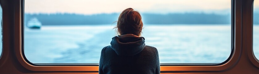 Ferry passenger enjoying the view, promoting relaxation