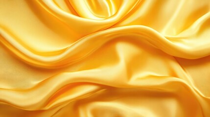 Obraz premium Yellow silk satin draped gracefully, creating luxurious folds and a golden glow, perfect for elegant backgrounds