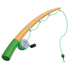 fishing pole 3d outdoor activity icon illustration