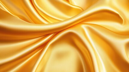 Fototapeta premium Yellow silk satin with a glossy finish and soft drapes, creating a luxurious golden background
