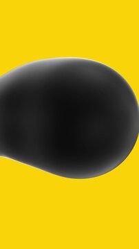 Black metaball bubble blob abstract. Lava lamp effect. Yellow background flat vertical animation	