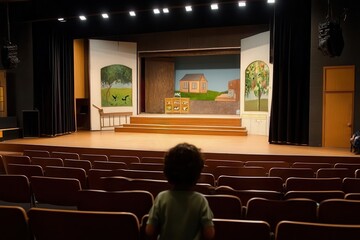 Student acting in a school play on stage, building drama and performance skills