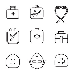 aid icons for web and applications , hand drawn medical instrument isolated vector on white background