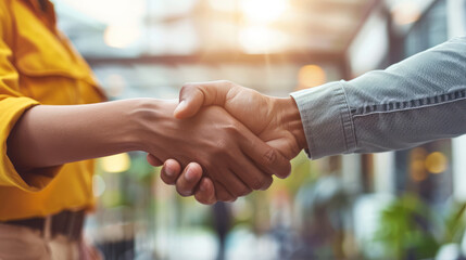 business handshake between two professionals in a well-lit office