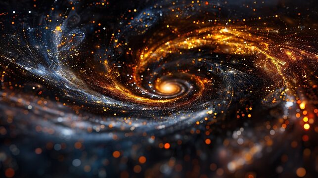   A detailed photo of a spiral gadget surrounded by a cosmic landscape in its central focal point